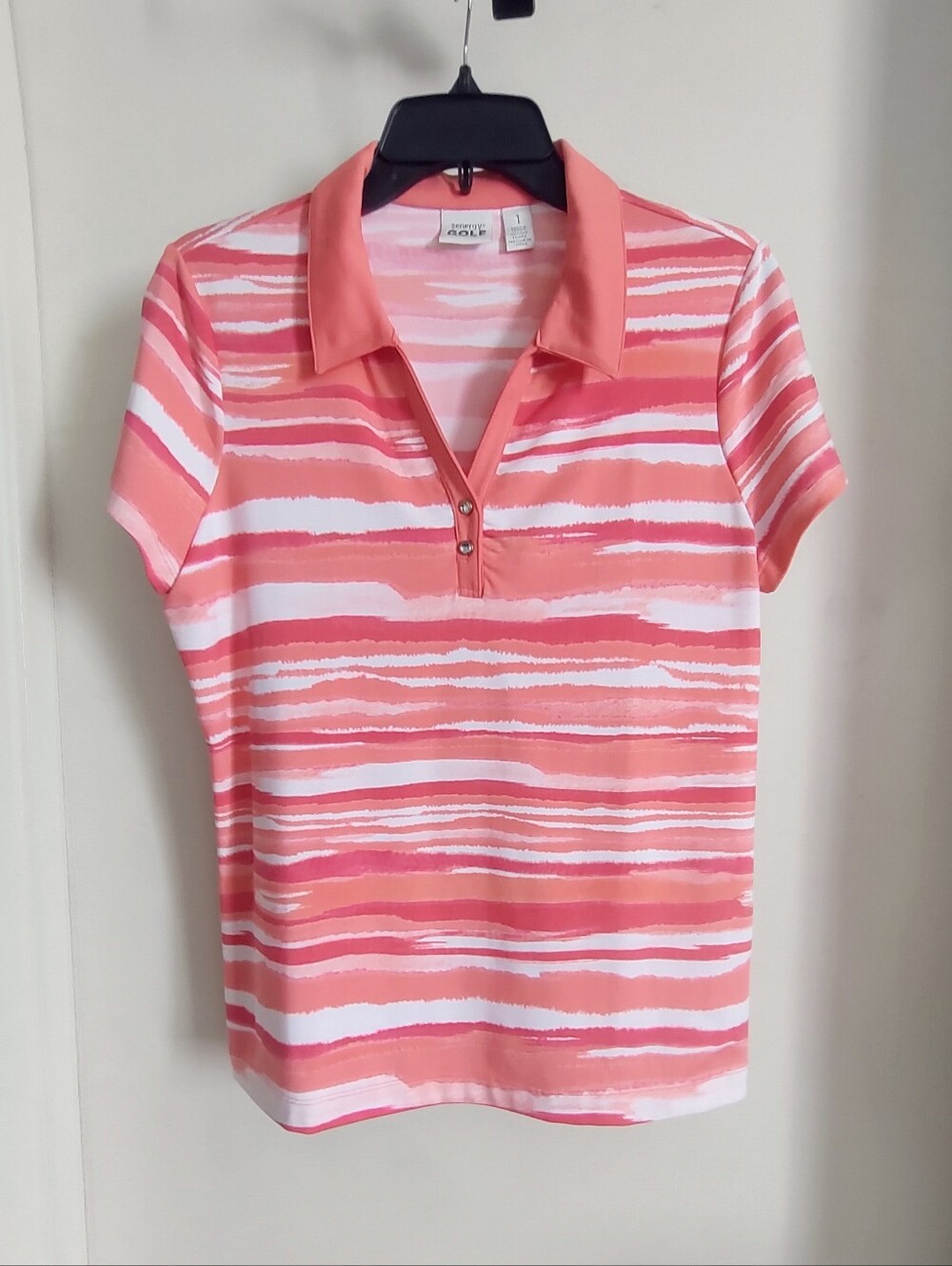 Zenergy Golf Polo By Chico Womens Size 1 Horizon Stripes